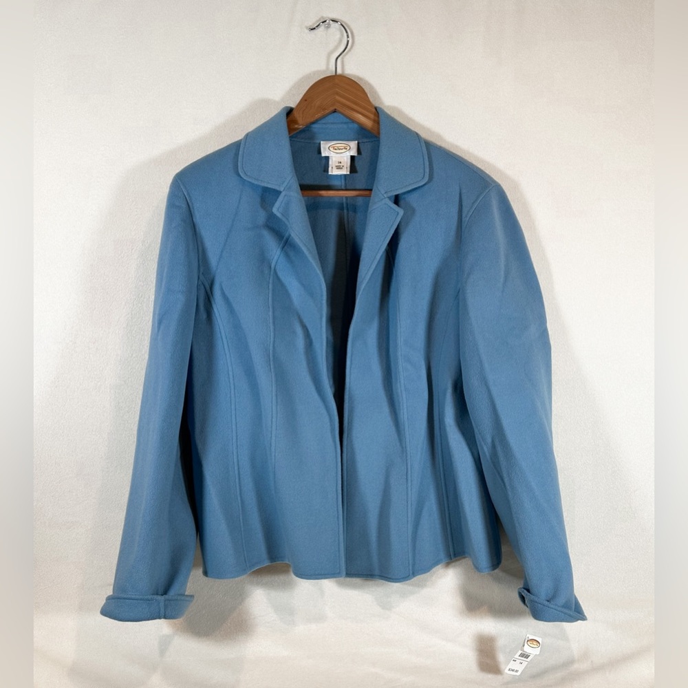 Talbots Vintage Wool Blue Blazer Jacket Womens Size 14